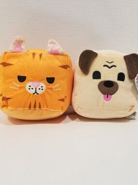 Inseparables Plush Cubes Cat and Dog, NWT